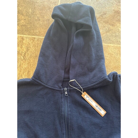 Skims Heavy Waffle Cropped Zip Up Hoodie Navy Size Large - Picture 8 of 12